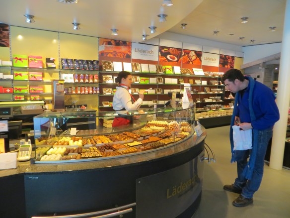 The difficult task of choosing from all the wonderful swiss chocolate.