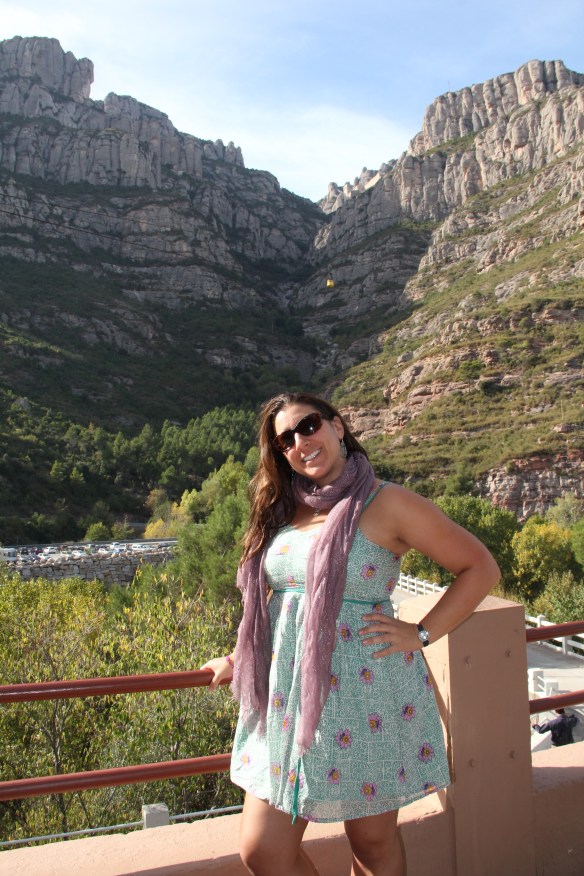 before the cable car at the base of Montserrat 