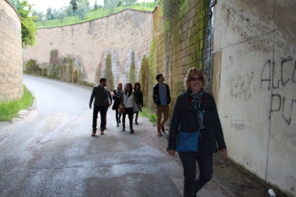 walking from the hotel to town